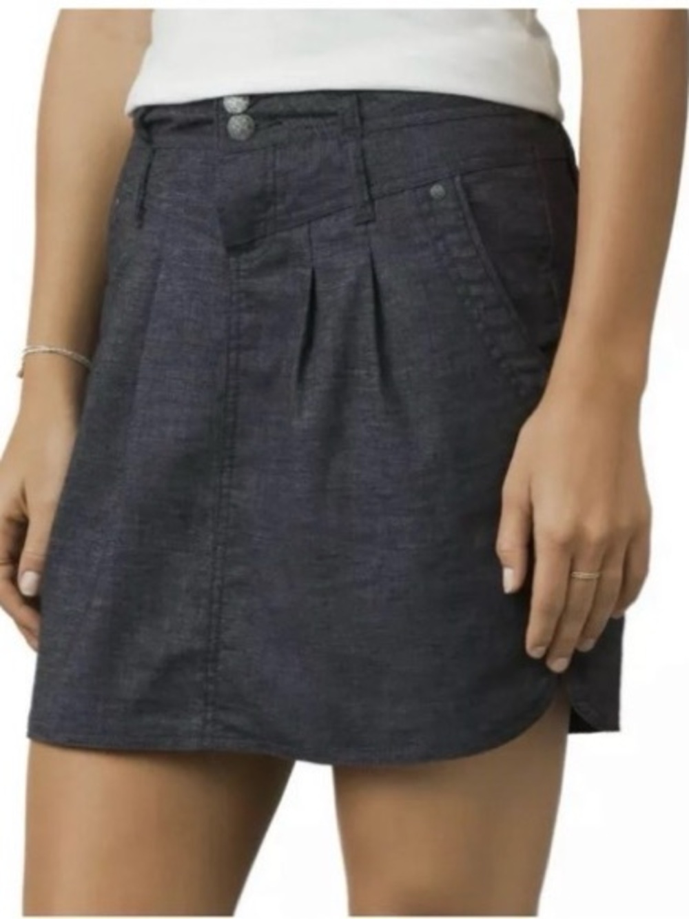PrAna Size 14 Dark Gray Mini Skirt with Front Pleats and Pockets